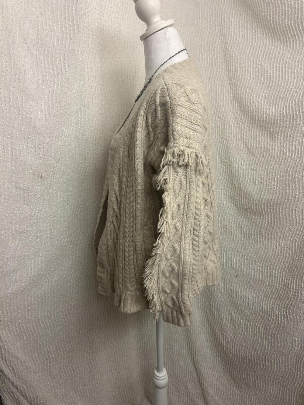 Madewell Fringe Cable Knit Cardigan S Merino Wool Oversized Boho - Picture 5 of 8